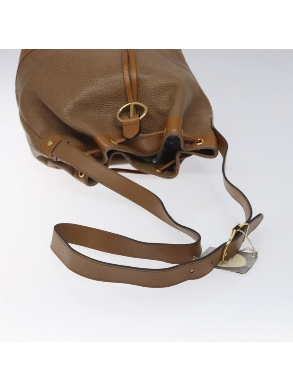 Authentic Christian Dior Shoulder Bag Leather Brown Gold - Picture 14 of 16